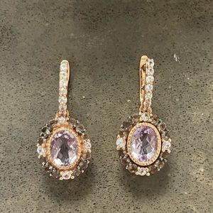 LeVian Amethyst and Diamond earrings in 14K Rose Gold